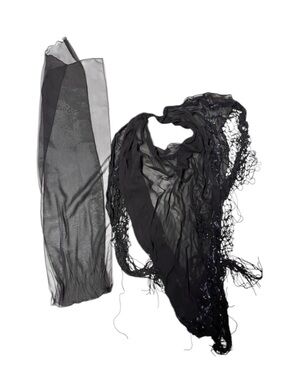 Black Fringe Shawl or Scarf. Beaded detail!